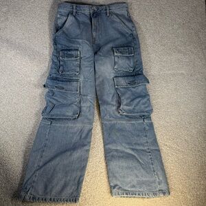 Urban Outfitters BDG Skate Baggy Cargo Jeans Mens 30 ( Fits 32) Blue Denim